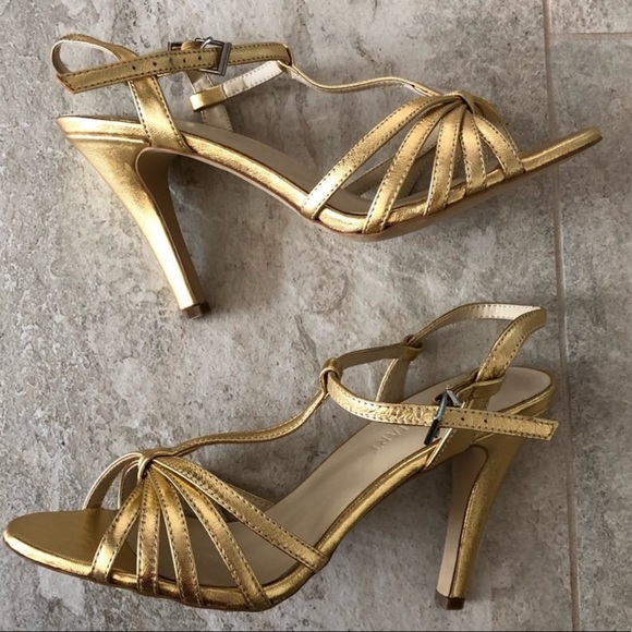 Colin Stuart Shoes - Colin Stuart Gold Strappy Leather Heels